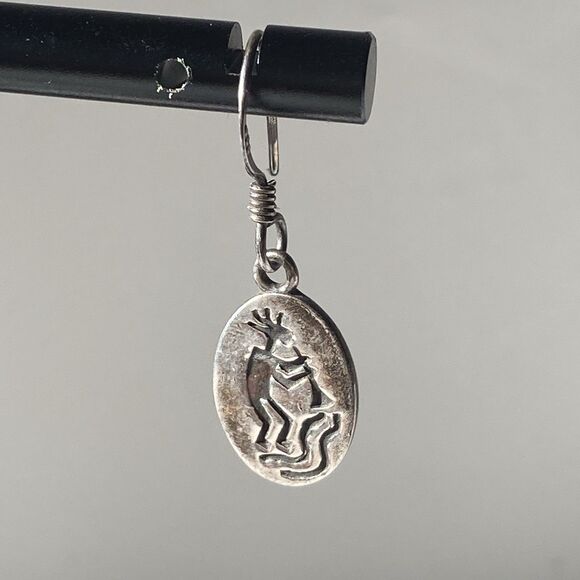 Vintage  Sterling Silver 925 Kokopelli Drop Earrings Fertility Native American - Picture 14 of 14